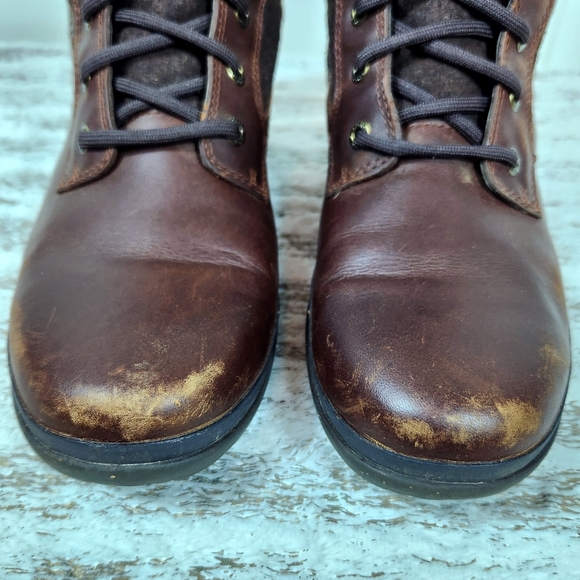 UGG "Kesey" Waterproof Leather Knit Combat Boot Chestnut Brown, Women's Size 9.5 - Picture 4 of 14